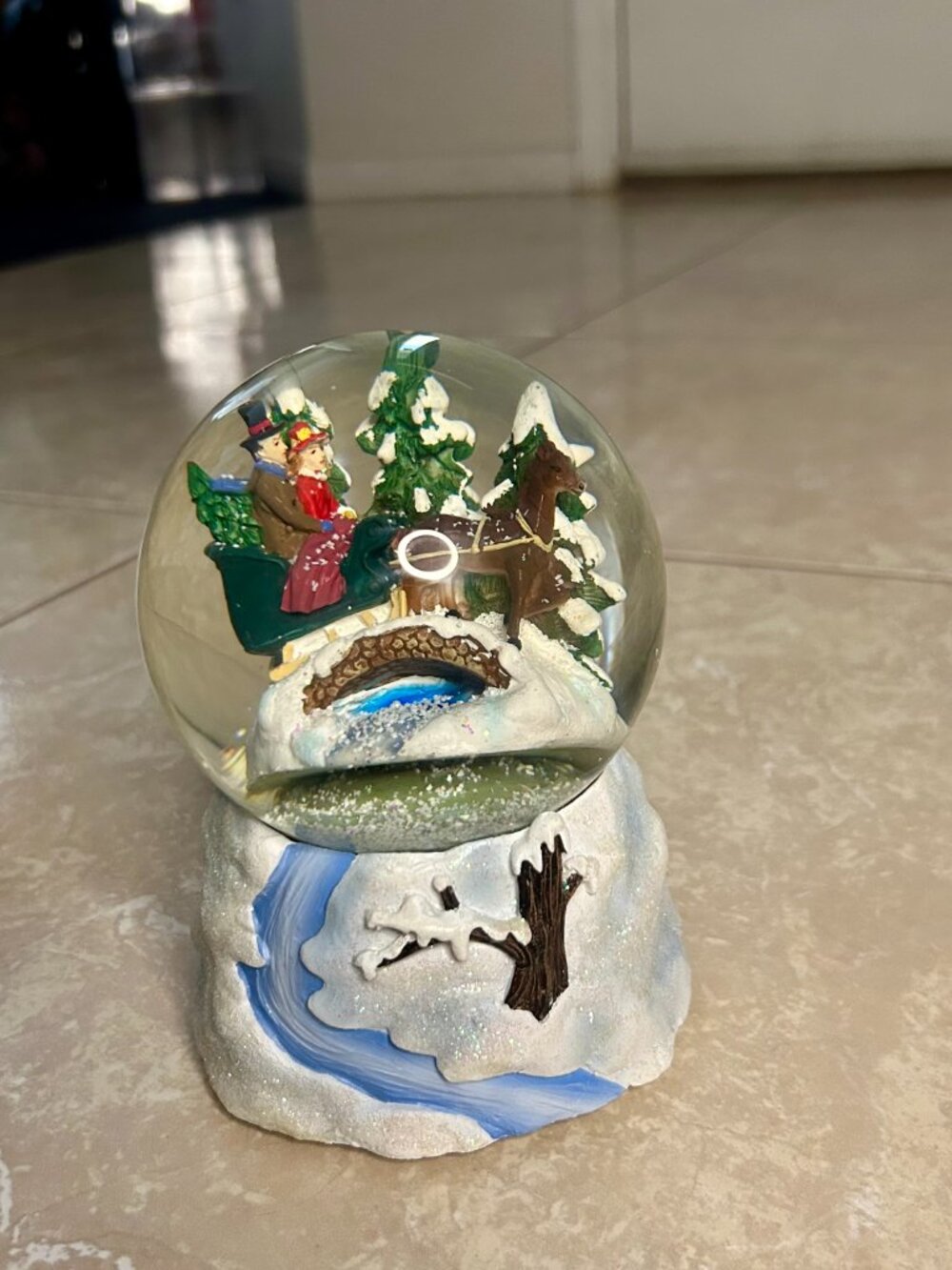 Christmastime Sleigh Ride Snow Globe with Music Feature (Silent Night)